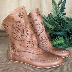 UGG Brown Ankle Boots with Cutout Design